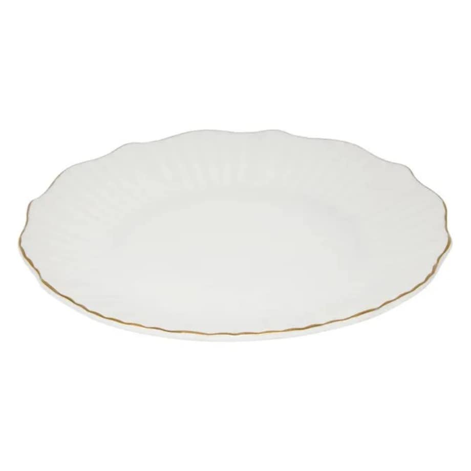 Komplet 6 porcelanowych talerzy deserowych, białe ze złotem, Daphné, 20 cm
