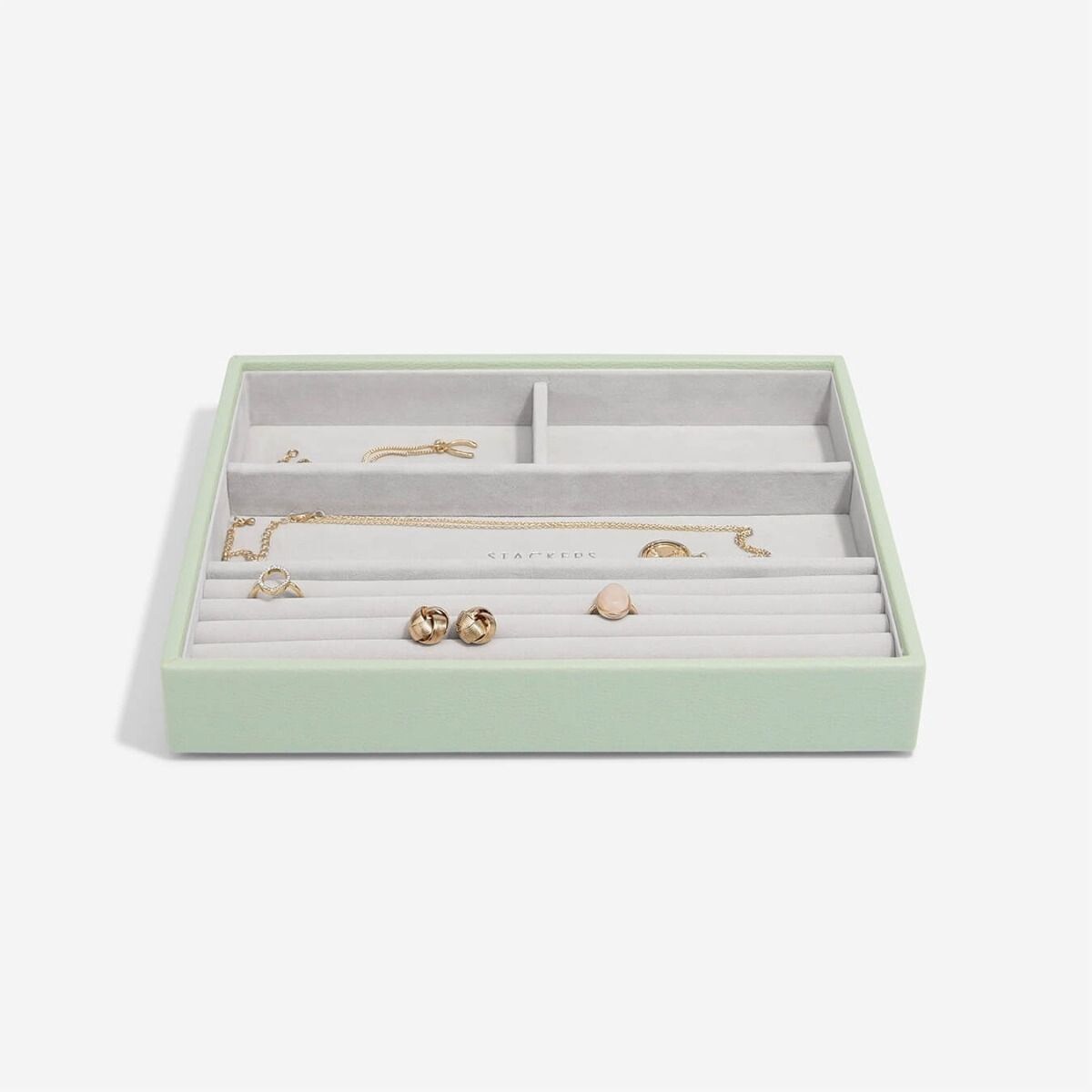 Szkatułka na biżuterię Stackers 4 komorowa classic zieleń szałwiowa