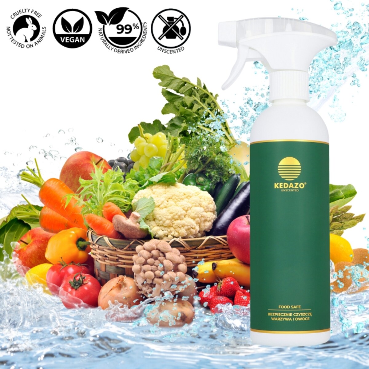 środek do mycia owoców i warzyw, usuwa brud i pestycydy- KEDAZO Food Safe