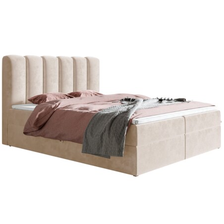 Łóżko kontynentalne FOX 10 180x200 z pojemnikiem i materacem- beżowe
