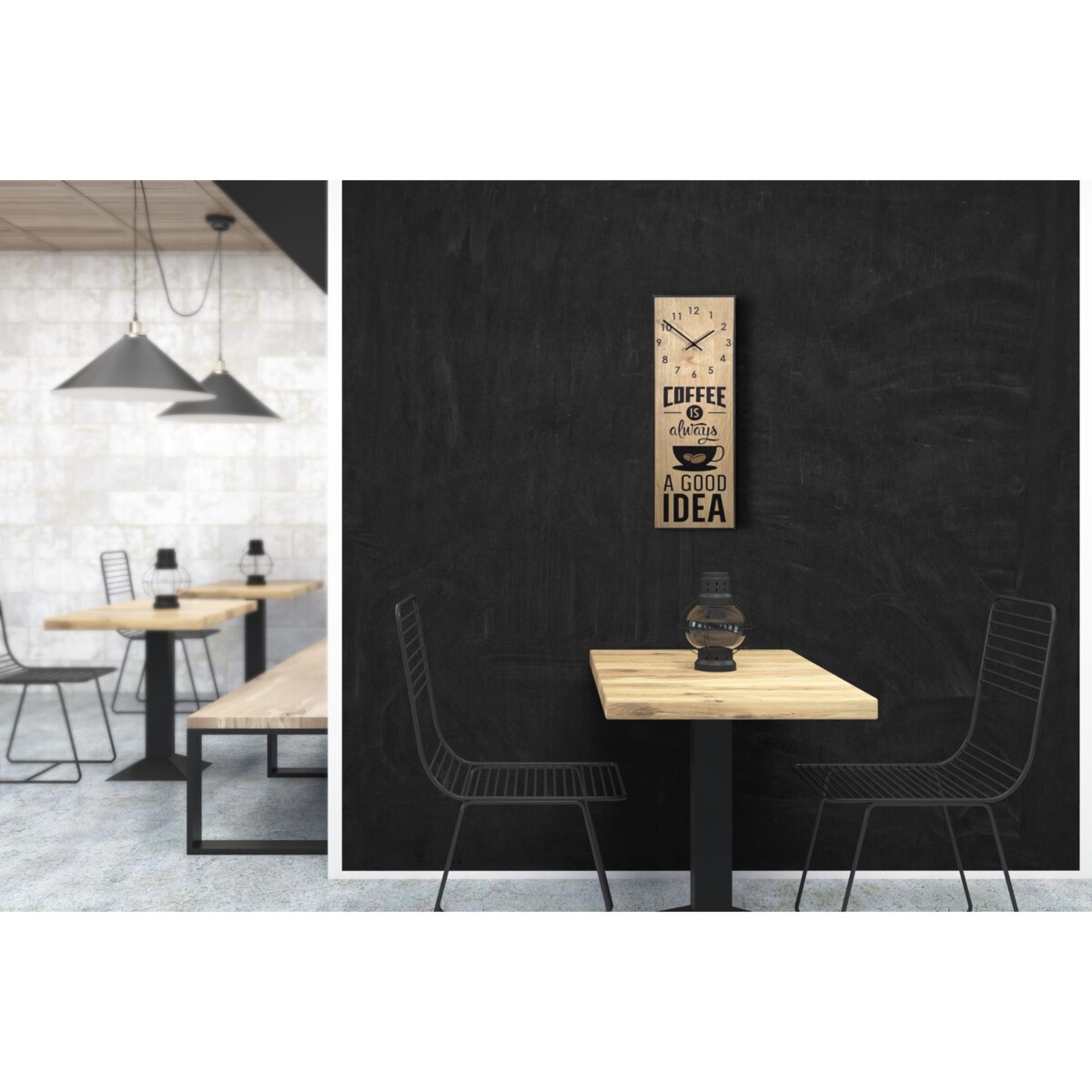 Nowoczesny drewniany zegar kuchenny Coffee Idea
