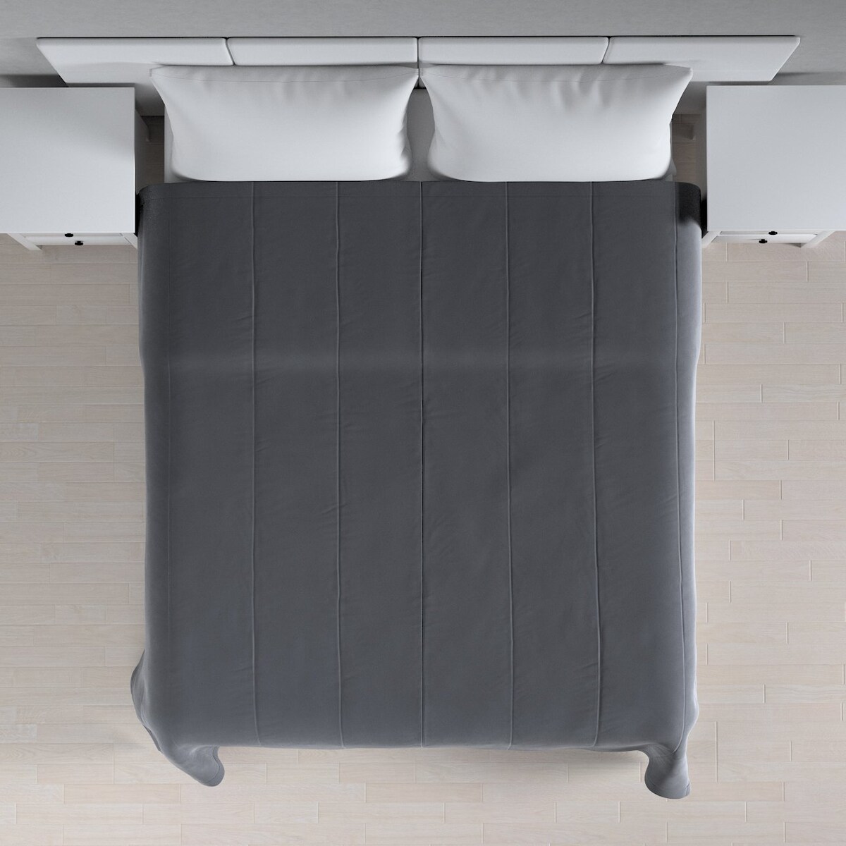 Narzuta pikowana w pasy Velvet 260x210 grafitowy szary