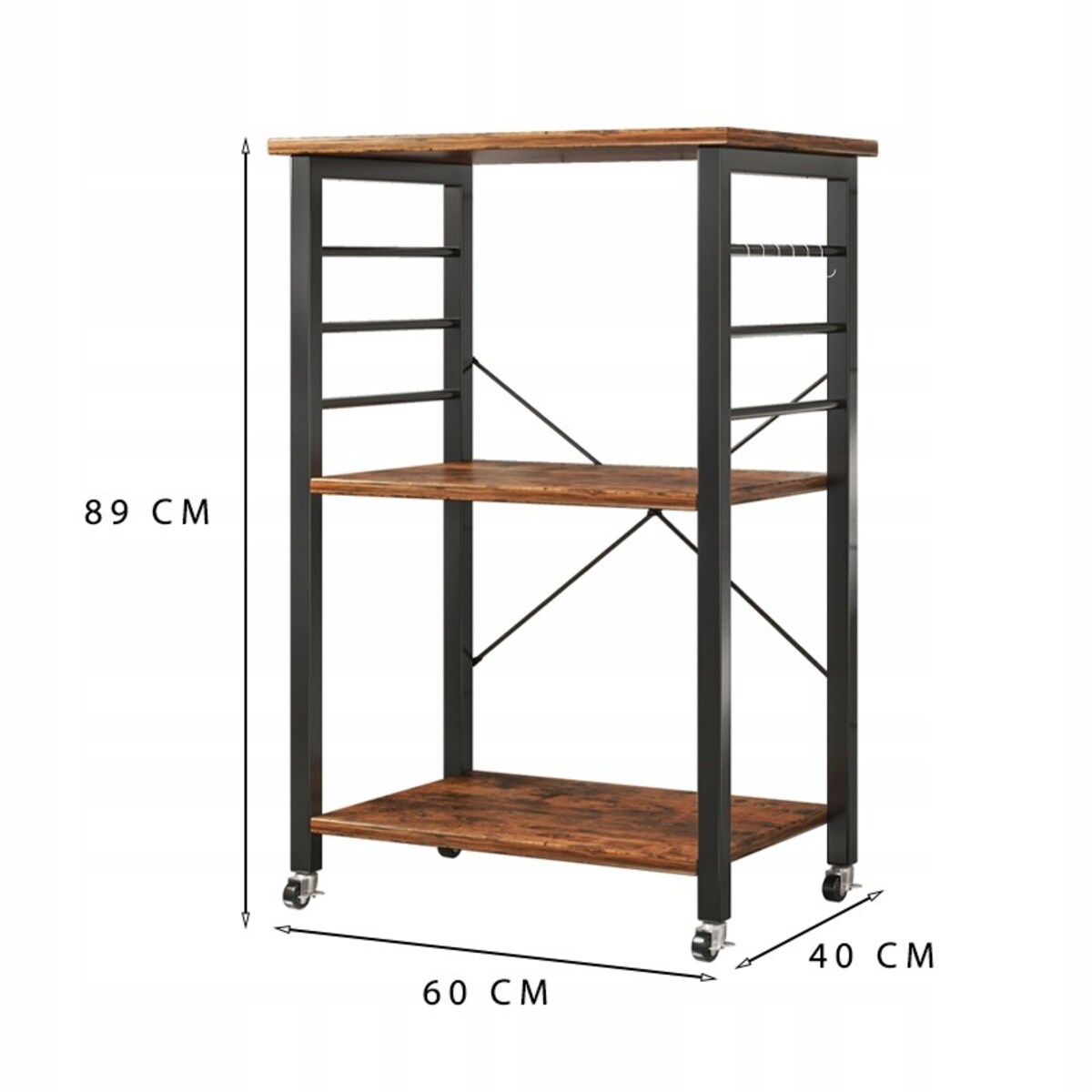 Szafka mobilna na kółkach rustykalna stolik śniadaniowy wózek kuchenny loft