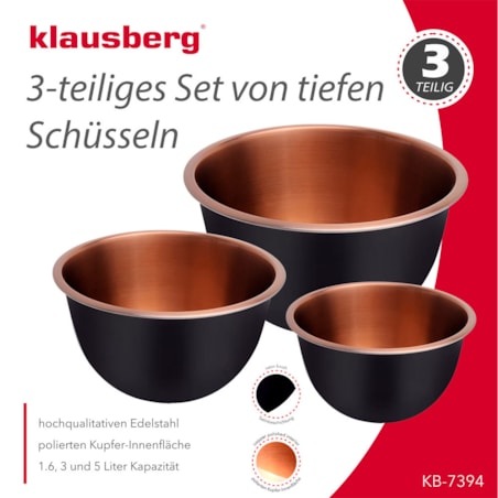 Zestaw 3 misek stalowych miski kuchenne KLAUSBERG