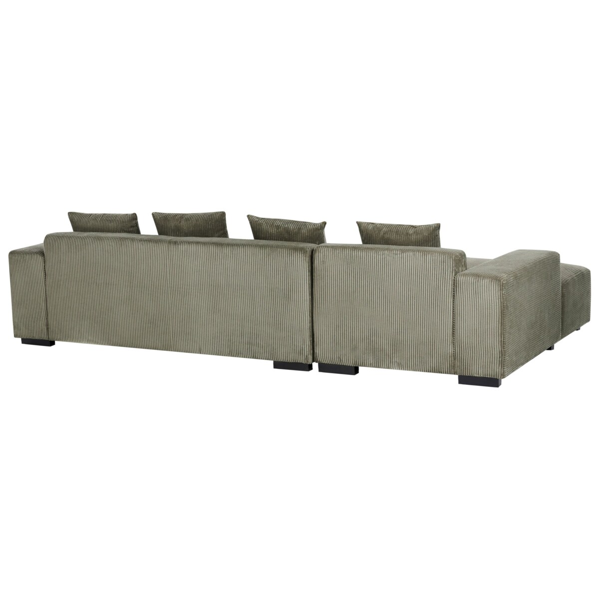 Sofa narożna z otomaną LUNGO Sztruks Zielony dla 4 osób Prawostronny