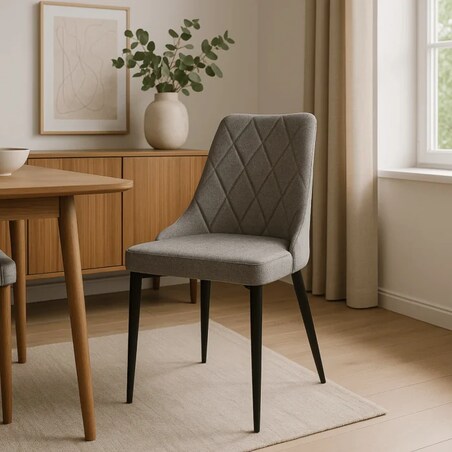 Krzesło Kuchenne Tapicerowane Tkanina CORK 2 Do Jadalni Salonu Szare Loft