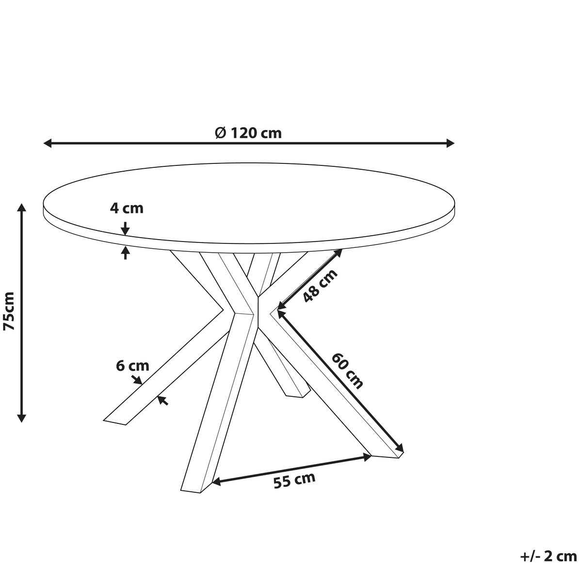 Stół ogrodowy MALETTO 120 cm 120 cm Szkło Czarny