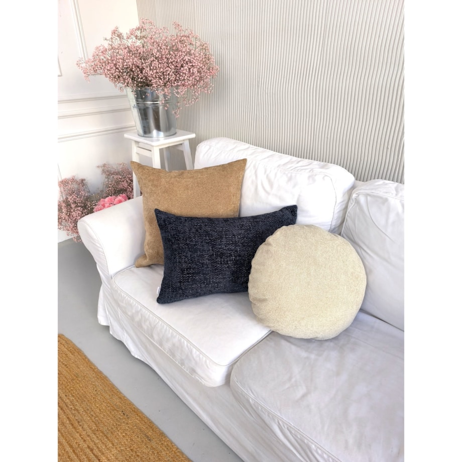 Beżowo granatowy zestaw trzech poduszek dekoracyjnych - Heaven Ronda Cyntia