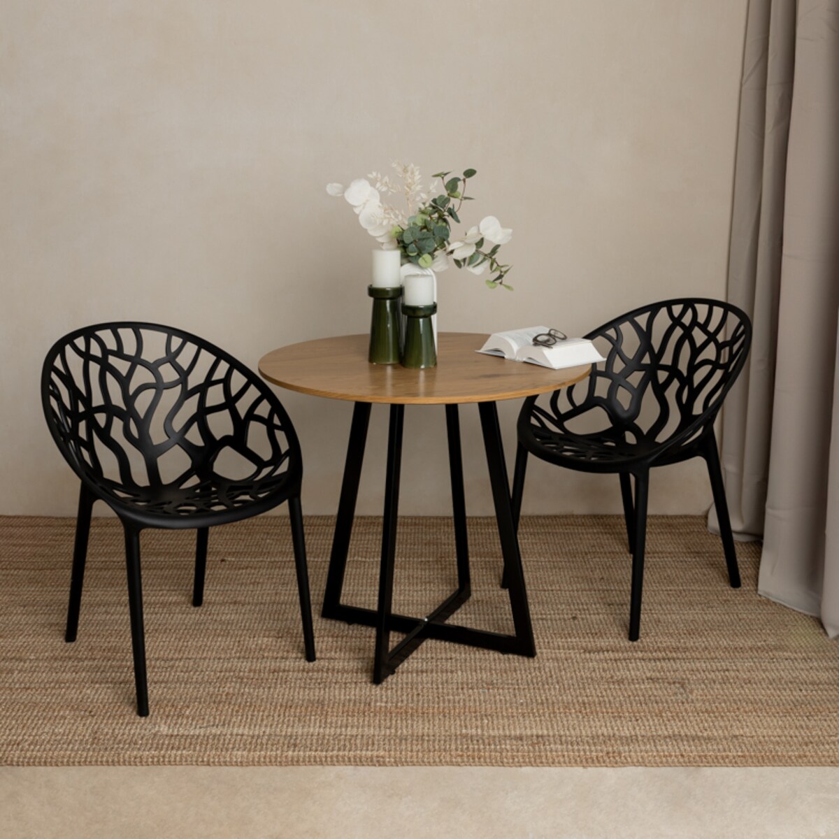 Krzesło plastikowe ażurowe nowoczesne czarne ogrodowe na balkon