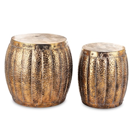 Stolik boczny 2 szt. metalowy 50x46x46 i 45x35x36 cm TUNN