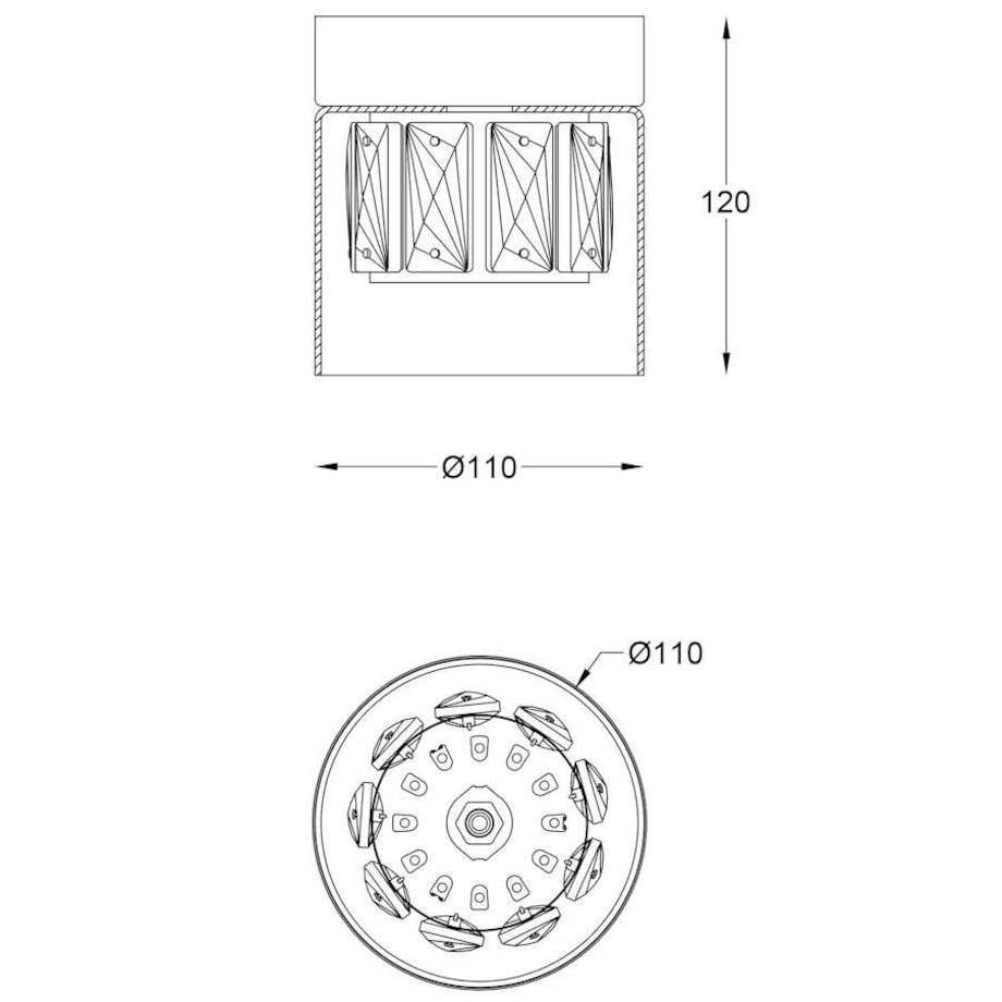 Plafon kryształowy glamour Gem C0389-01A-0FD2 Zumaline antyczny brąz przezroczysta