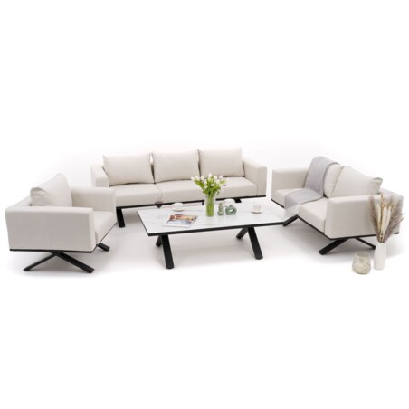 Meble ogrodowe nowoczesne luksusowe aluminiowe MARABELLA beżowo białe