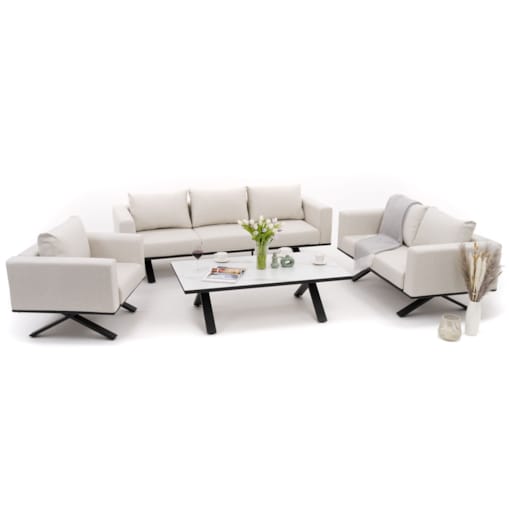 Meble ogrodowe nowoczesne luksusowe aluminiowe MARABELLA beżowo białe