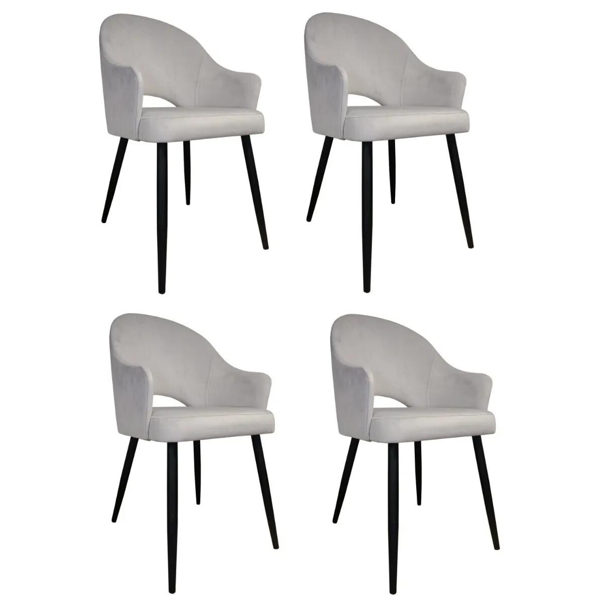 Zestaw krzeseł JENISEJ VELVET 4szt. jasno szare