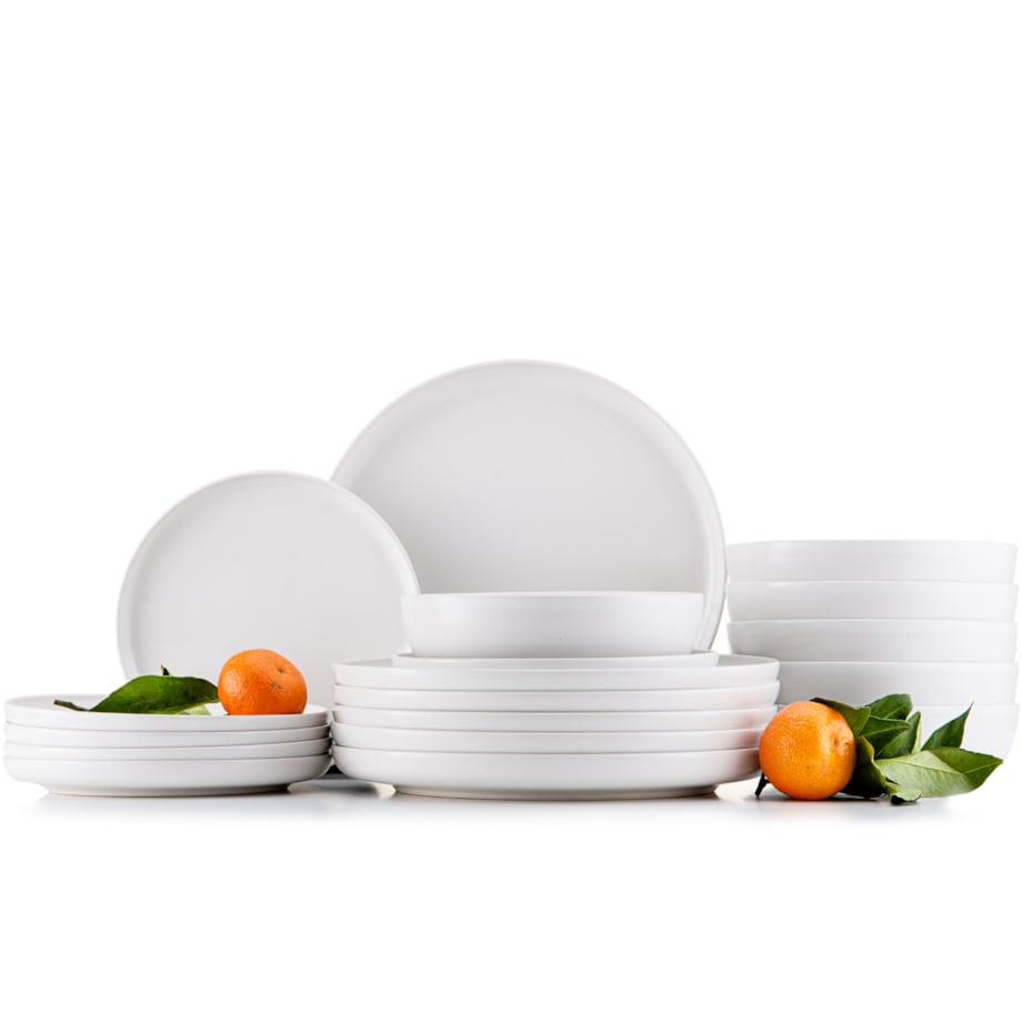 KONSIMO VICTO Elegancki zestaw obiadowy 6-osobowy biały (18 elementów)