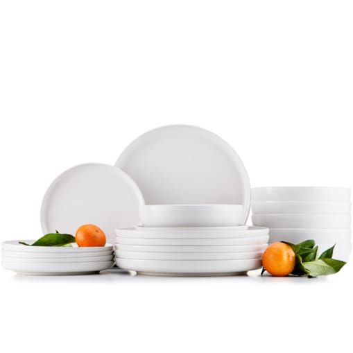KONSIMO VICTO Elegancki zestaw obiadowy 6-osobowy biały (18 elementów)