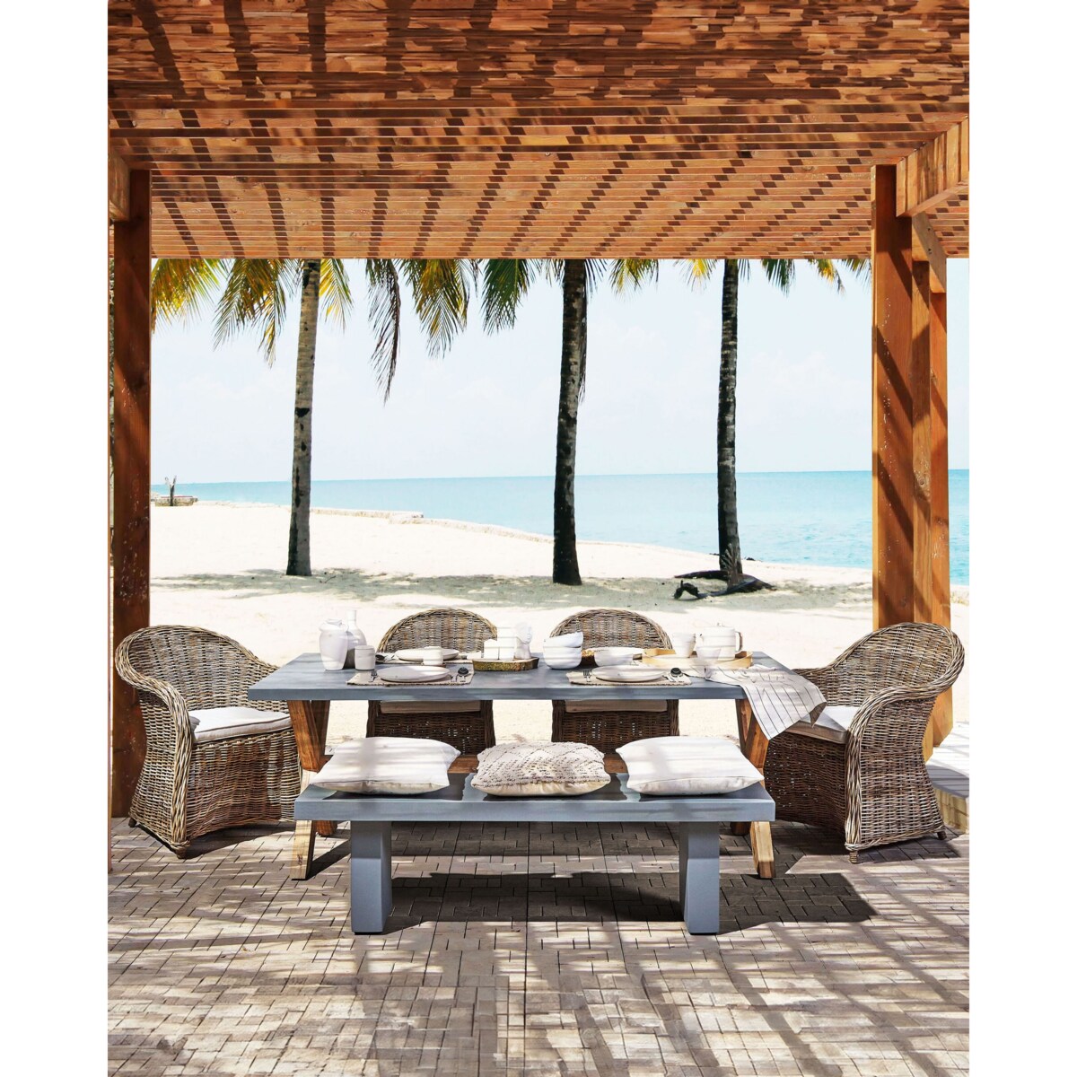 Zestaw 2 foteli ogrodowych z poduszkami SUSUA Rattan Naturalny