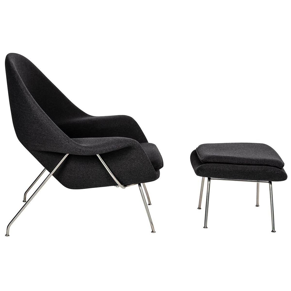 Fotel z wełny COZY JH-C06.GREY.4 z podnóżkiem szary, King Home