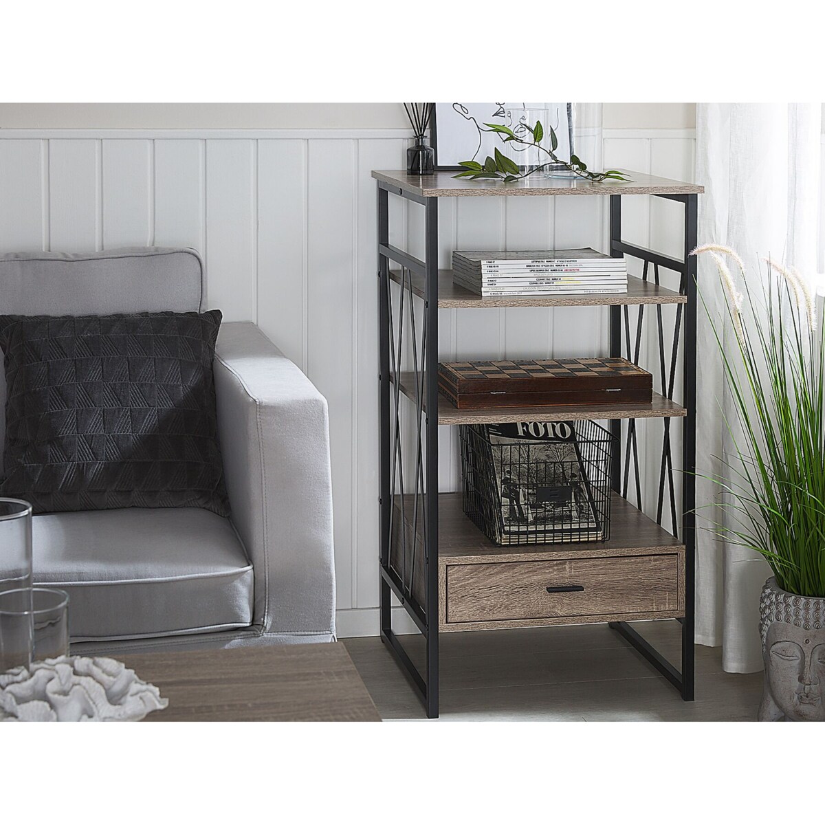 Regał 3 półki brązowoszary KEENE