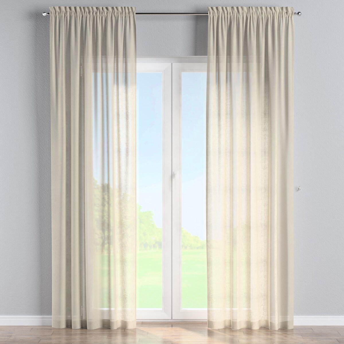 Zasłona na kanale z grzywką 1 szt. 130x245 prześwitujący beżowy