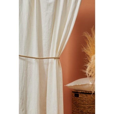 Śmietankowa zasłona z lnu 140x250 na taśmie marszczącej