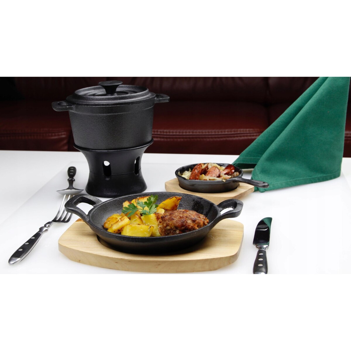 Żeliwna Patelnia Okrągła z Rączką 15 cm Żeliwo na indukcję Gaz Kuchenkę