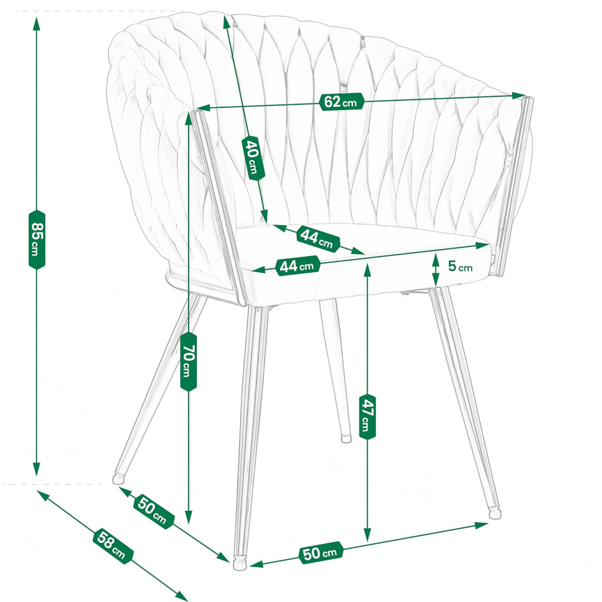 Krzesło welurowe eleganckie MOLTO beżowe tapicerowane