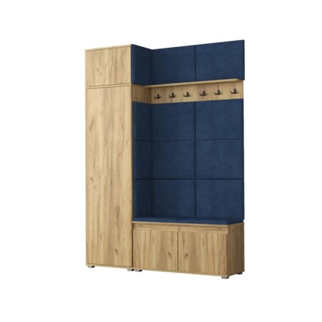 Garderoba z siedziskiem do przedpokoju SINGAPUR 154 dąb craft/granatowy