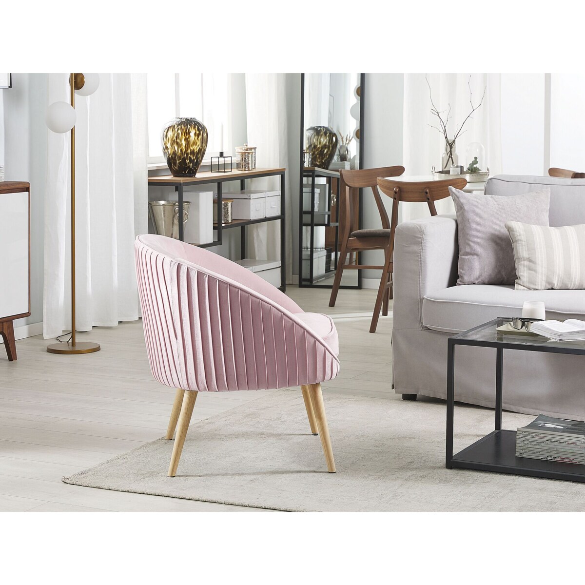 Fotel welurowy różowy TROMSO