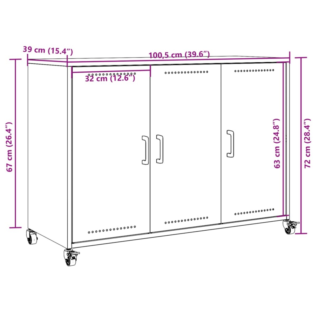 vidaXL Szafka, oliwkowa, 100,5x39x72 cm, stal