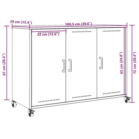 vidaXL Szafka, oliwkowa, 100,5x39x72 cm, stal