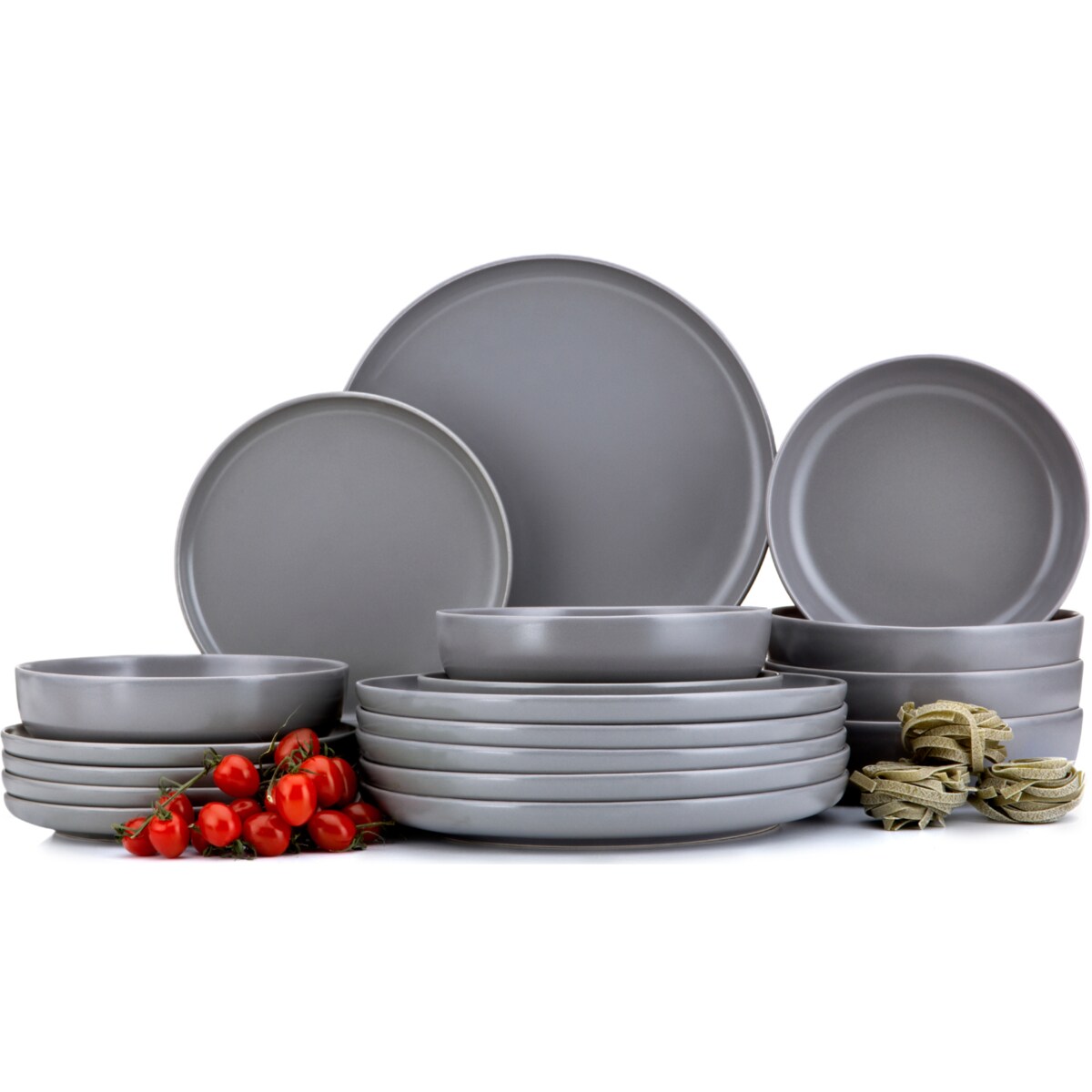 KONSIMO VICTO Ekskluzywny zestaw obiadowy dla 6 osób w nowoczesnym stylu, kolor szary (18 elementów)