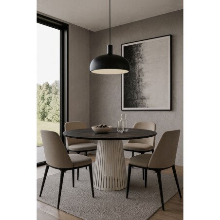 Stół VIV okrągły do salonu, blat 100cm marmur ciemny -podstawa kaszmir