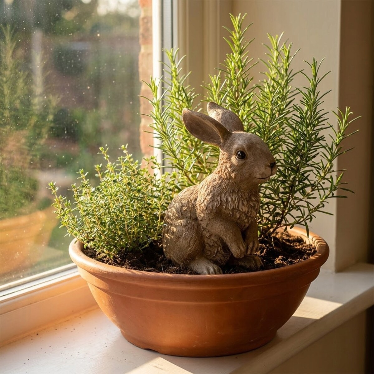 ZAJĄCZEK WIELKANOCNY FIGURKA BEŻOWA NA WIELKANOC PREZENT ZAJĄC DEKORACYJNY