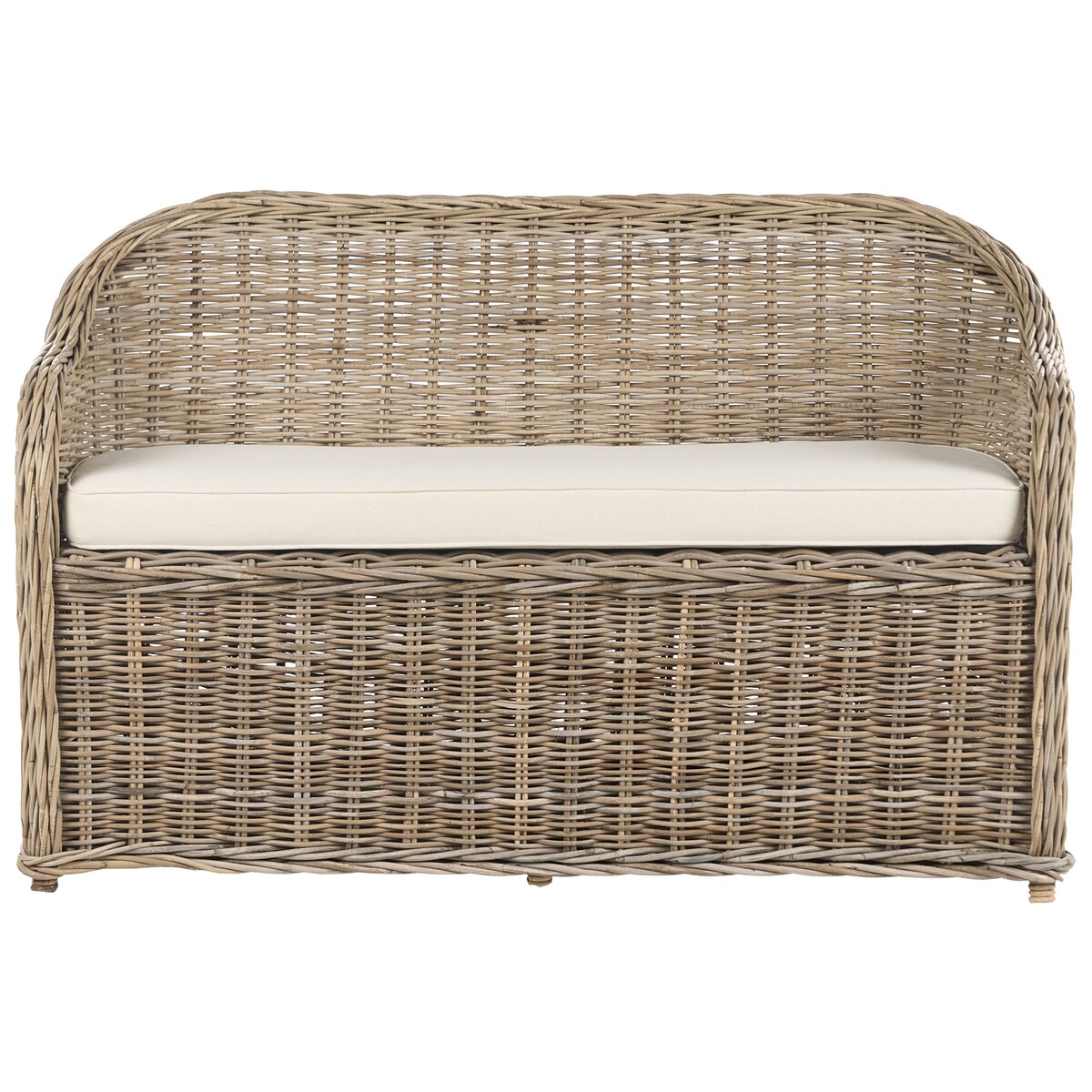 Ławka ogrodowa z poduchą SUSUA 141 cm z otomaną Rattan Naturalny