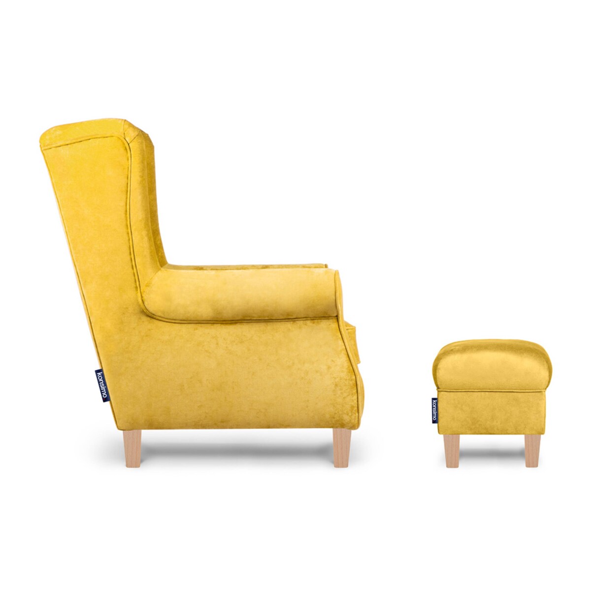 KONSIMO MILES Fotel + puf, kolor Żółty
