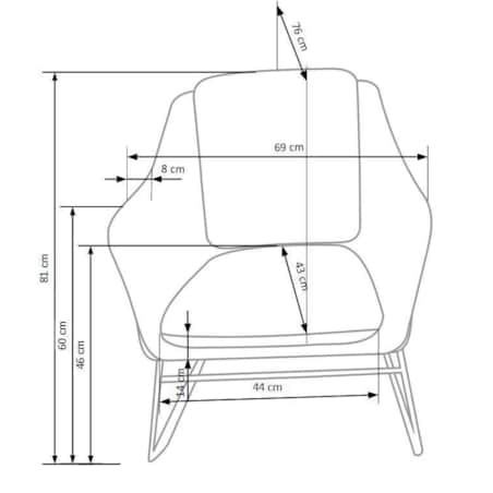 FOTEL Kashira WELUR niebieski REGULOWANE OPARCIE złote nogi