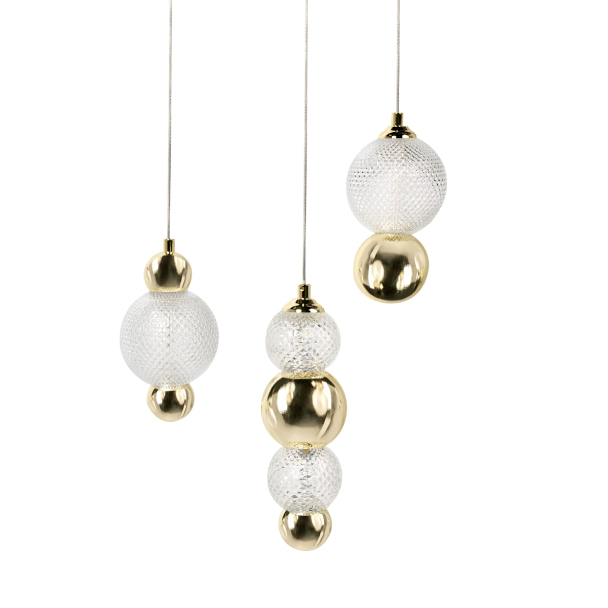 Lampa wisząca 3-punktowa SORA LED Szkło Złoty