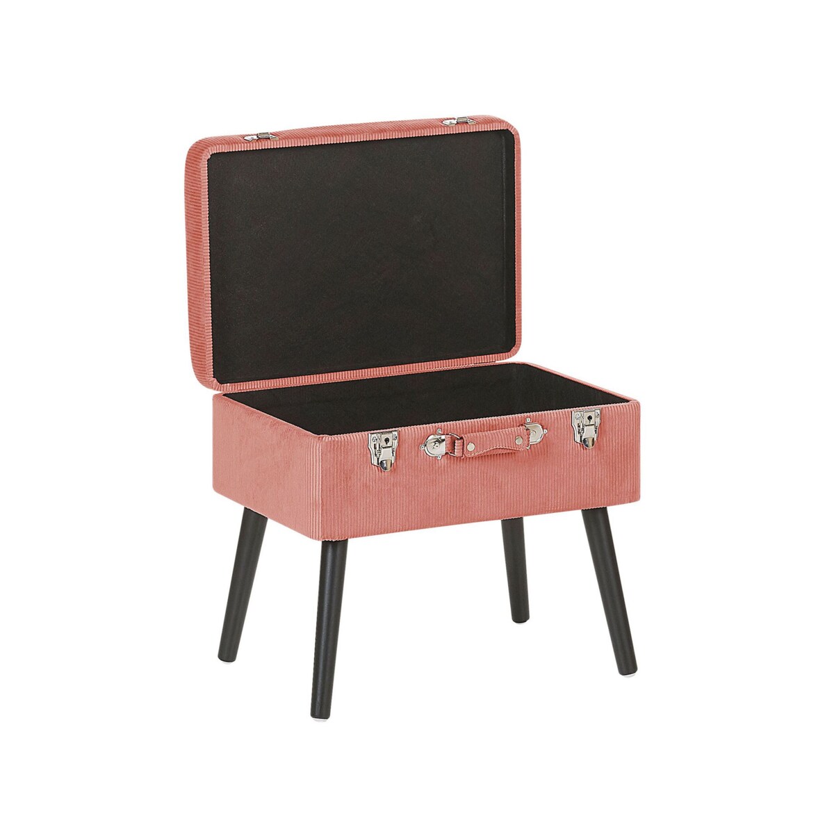Stołek ze schowkiem sztruksowy różowy MALLARD