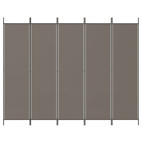 vidaXL Parawan 5-panelowy, antracytowy, 250x200 cm, tkanina