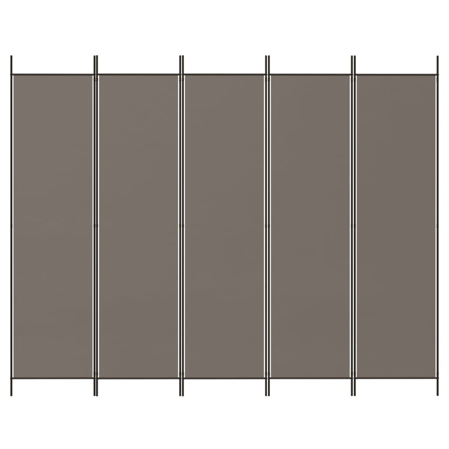 vidaXL Parawan 5-panelowy, antracytowy, 250x200 cm, tkanina