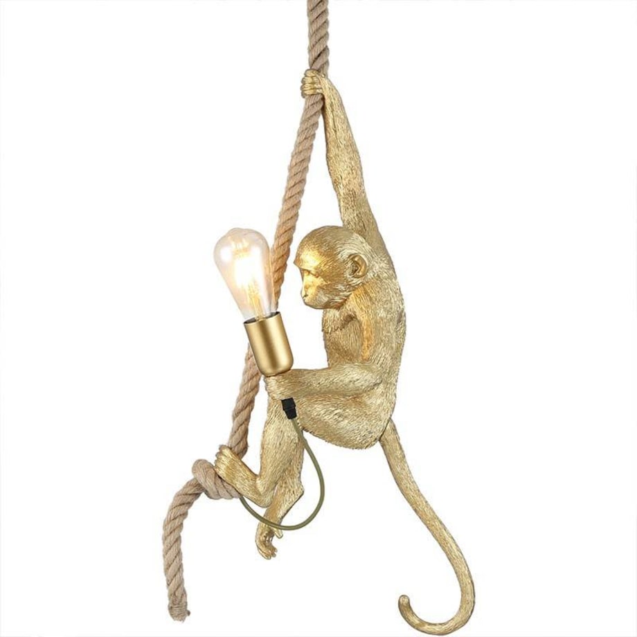 Zwieszana lampa małpka Monkey ABR-KAR-G Abruzzo lina dekoracyjna złoty