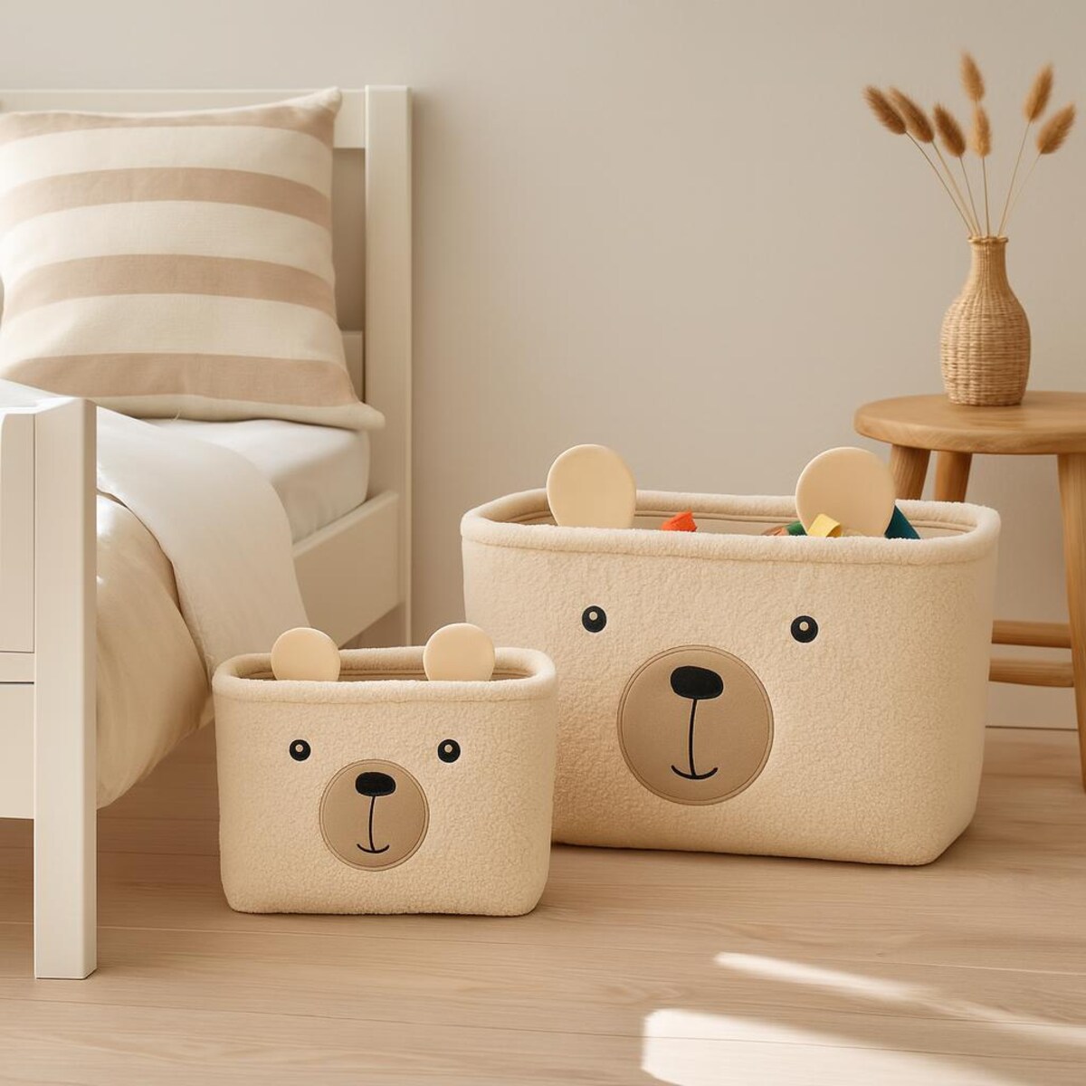 Pluszowe koszyki na zabawki NIMI, 2 pojemniczki