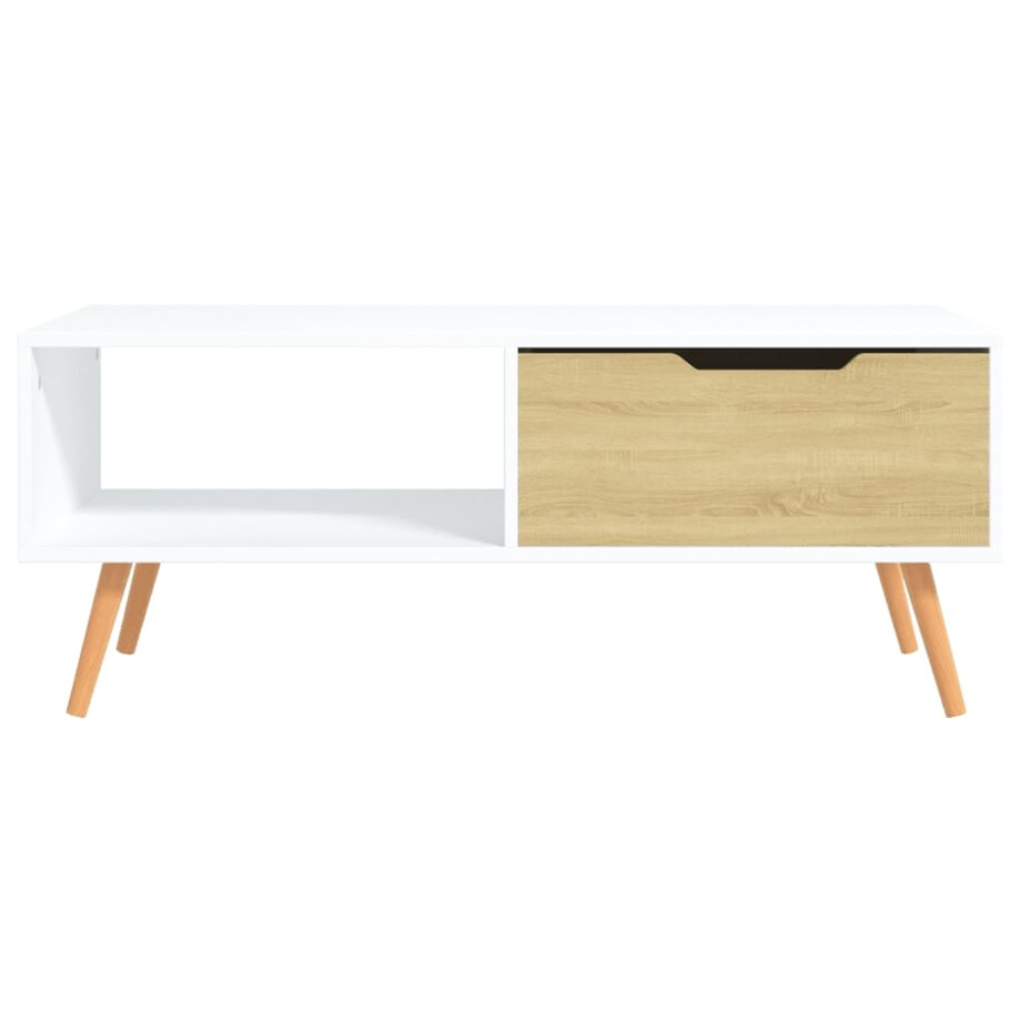 vidaXL Stolik kawowy, biel i dąb sonoma, 100x49,5x43 cm, płyta wiórowa
