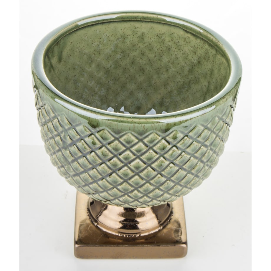 Osłonka zielono-złota 18,5x17x17 cm IRMA - II na złotej podstawce