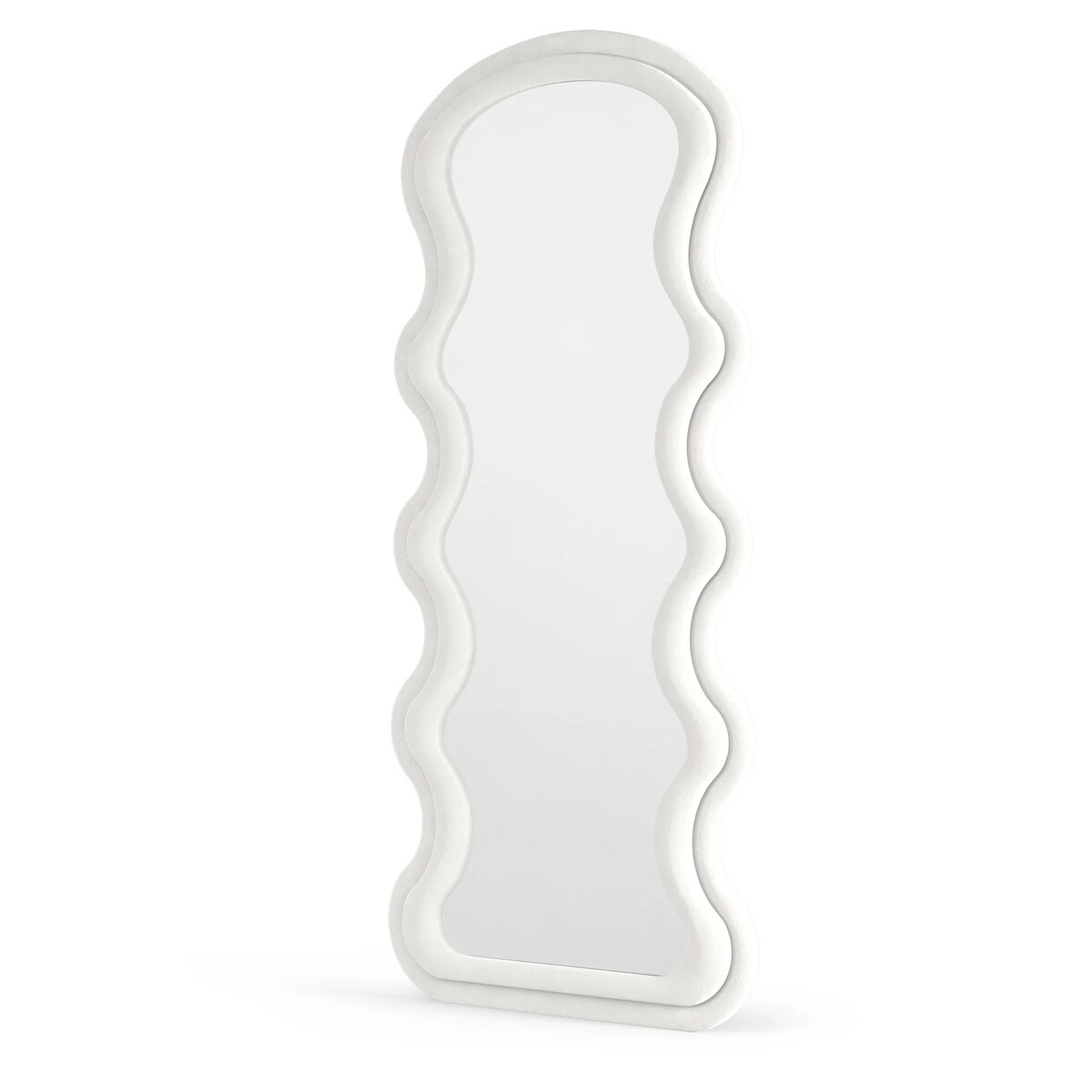Lustro w falistej ramie aksamitne białe 170x60 cm