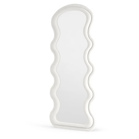 Lustro w falistej ramie aksamitne białe 170x60 cm