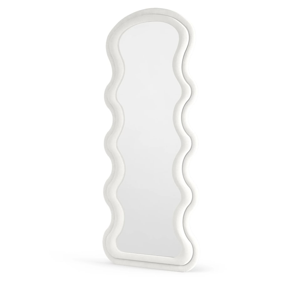 Lustro w falistej ramie aksamitne białe 170x60 cm