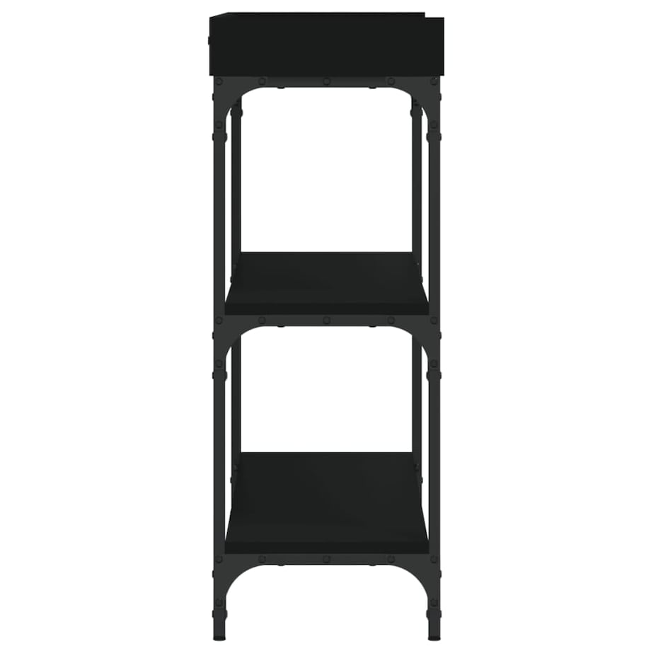 vidaXL Stolik konsolowy z półkami, czarny, 100x30x80 cm