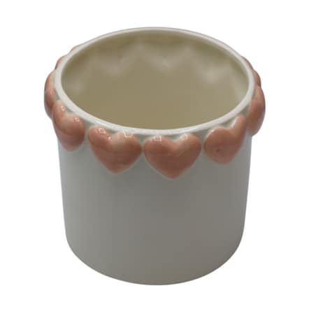 Doniczka z różowymi serduszkami 18,5x18,5x16 cm OLLA